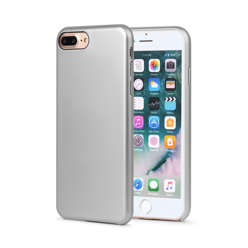 Meleovo Pure Gear II Silver - iPhone 8 Plus Carcasa (culoare metalizata fina, interior piele intoarsa)