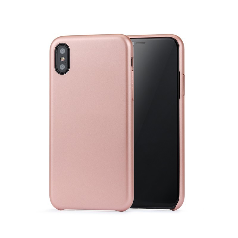  Meleovo Pure Gear II Rose Gold - iPhone X Carcasa (culoare metalizata fina, interior piele intoarsa)