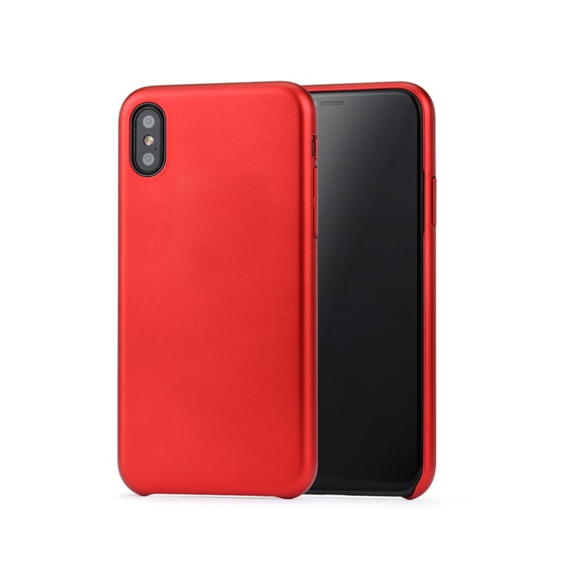 Meleovo Pure Gear II Red - iPhone X Carcasa (culoare metalizata fina, interior piele intoarsa)