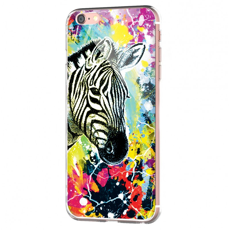 Zebra Splash - iPhone 6 Carcasa Transparenta Silicon