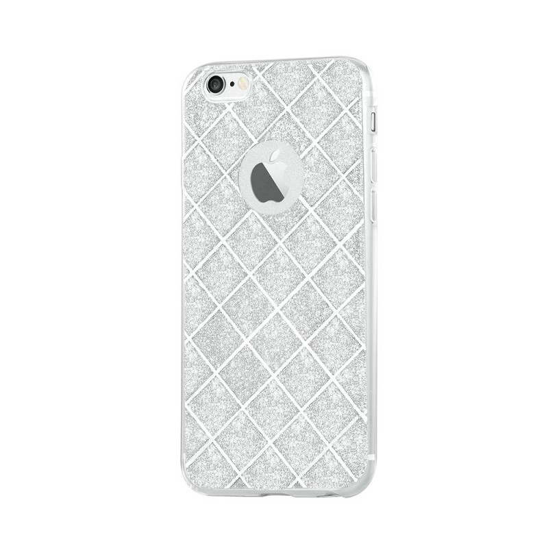 Devia Silicon Knight Silver - iPhone 6/6S Carcasa Silicon (cu folie spate glitter detasabila)