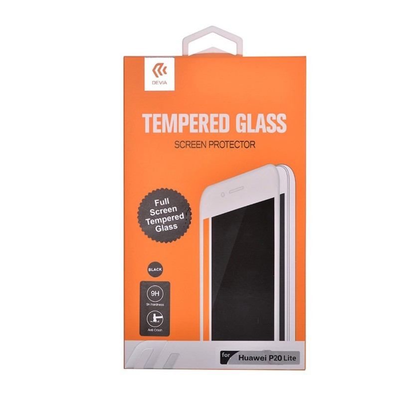 Folie Devia Frame Sticla Temperata Black (1 fata Anti-Shock, 9H, 2.5D, 0.26mm) - Huawei P20 Lite