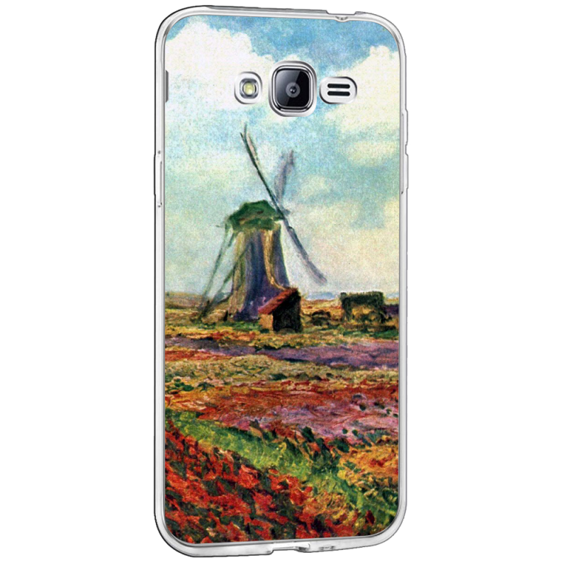 Claude Monet - Fields of Tulip With The Rijnsburg Windmill - Samsung Galaxy J3 Carcasa Transparenta Silicon