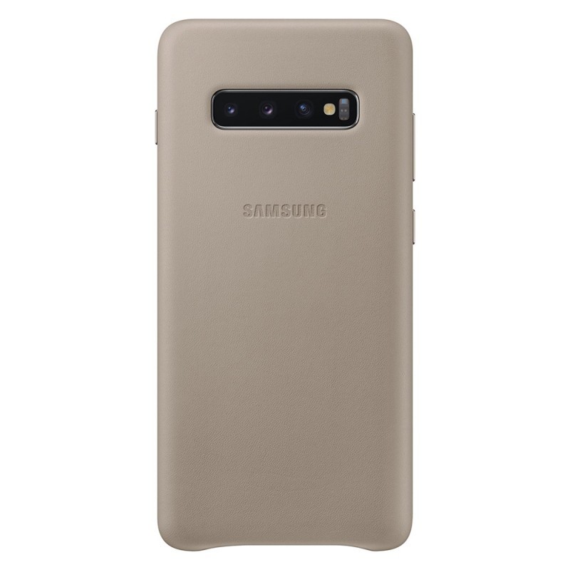 Samsung Leather Cover Gray - Samsung Galaxy S10 Plus Carcasa Piele