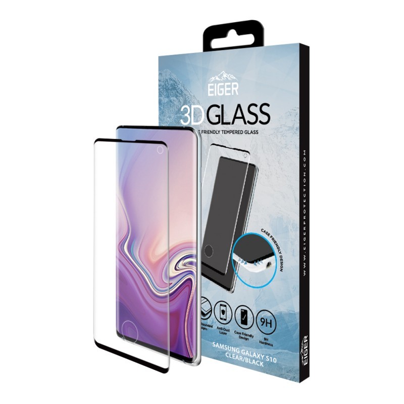 Folie Eiger Sticla 3D Case Friendly Clear Black - Samsung Galaxy S10
