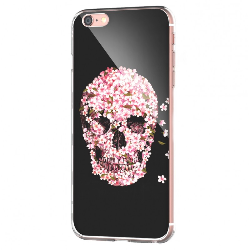 Cherry Blossom Skull - iPhone 6 Carcasa Transparenta Silicon