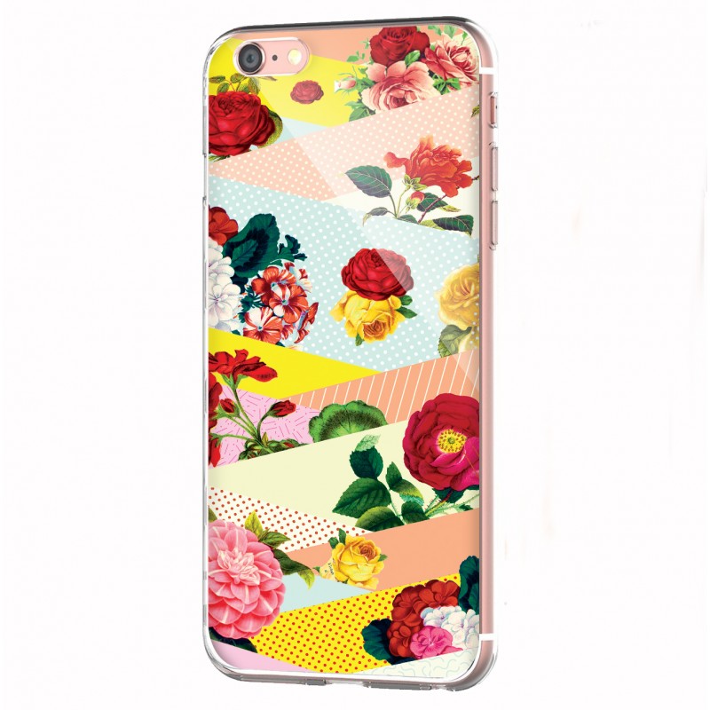 Flowers, Stripes & Dots - iPhone 6 Carcasa Transparenta Silicon