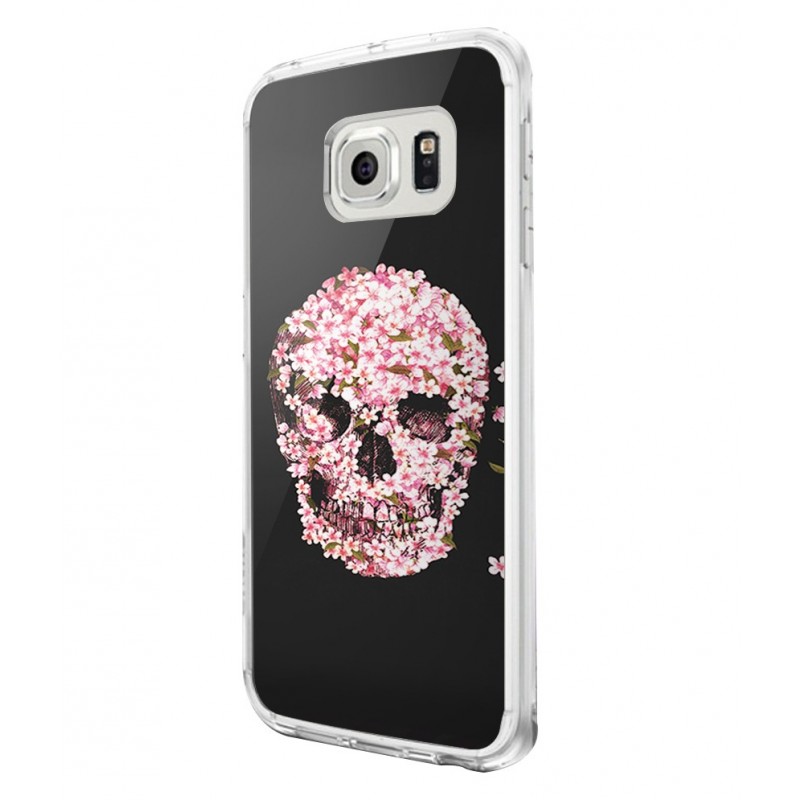 Cherry Blossom Skull - Samsung Galaxy S6 Edge Carcasa Silicon Premium