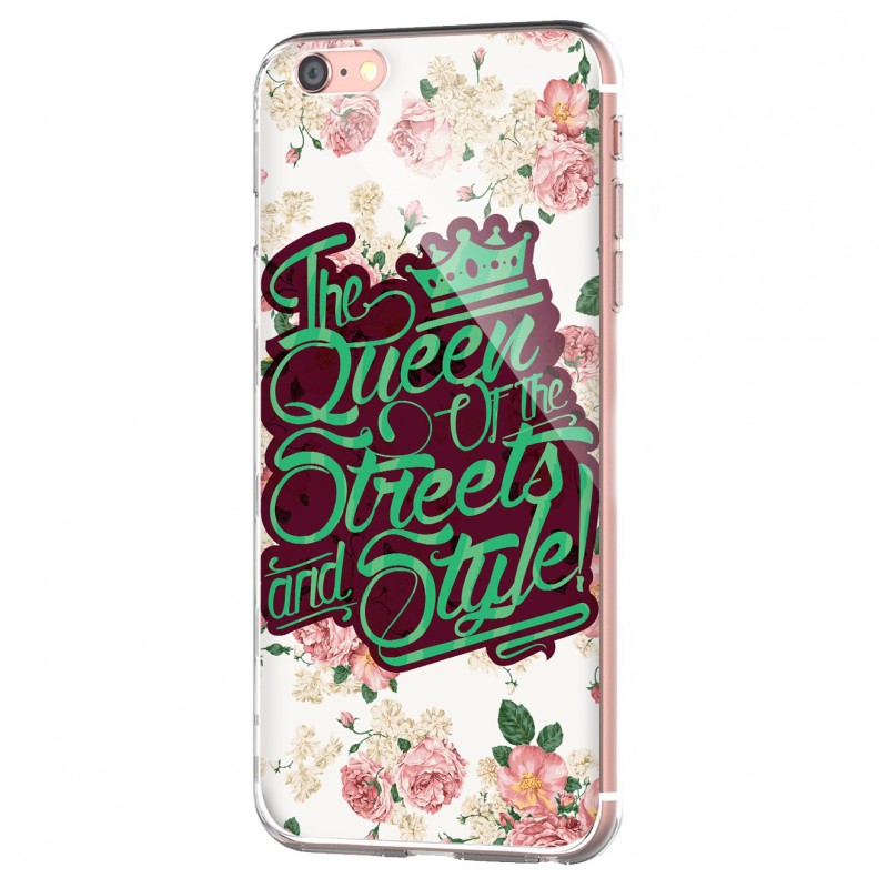 Queen of the Streets - Floral White - iPhone 6 Carcasa Transparenta Silicon
