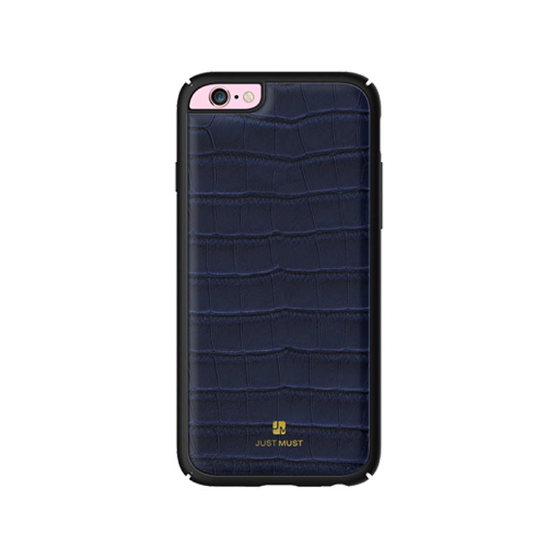 Just Must Croco Navy - Carcasa iPhone 6/6S (protectie margine 360°)