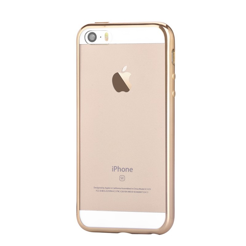 Glitter Soft Champagne Gold - Devia iPhone 5S/SE Carcasa Silicon (margini electroplacate)