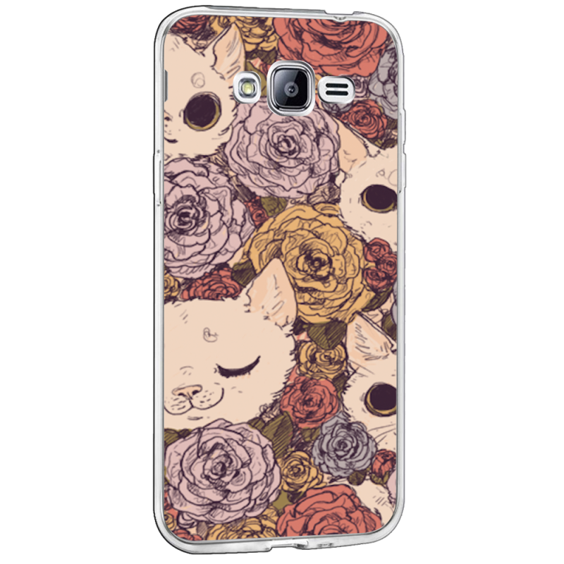 Flower Cats - Samsung Galaxy J3 Carcasa Transparenta Silicon