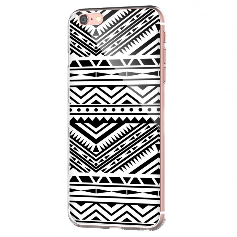 Tribal Black & White - iPhone 6 Carcasa Transparenta Silicon
