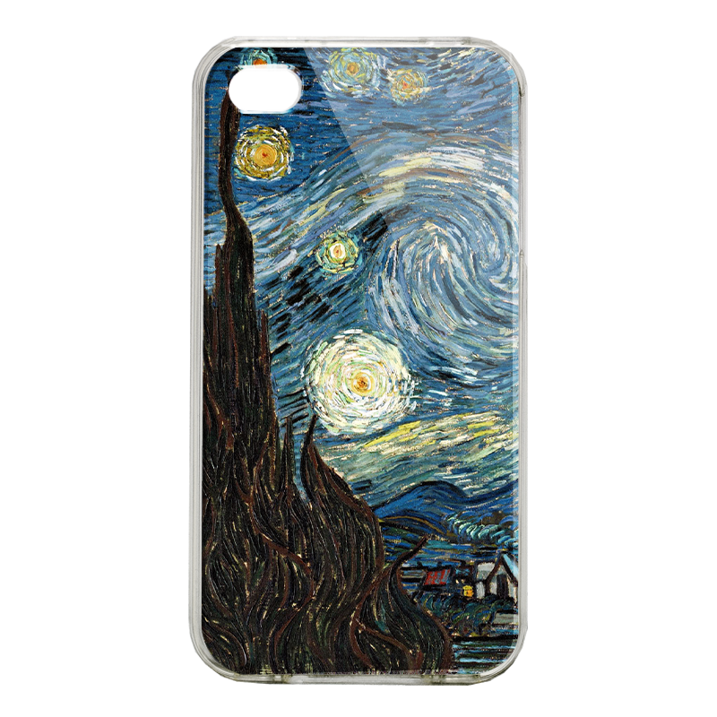 Van Gogh - Starry Night - iPhone 4/4S Carcasa Alba/Transparenta Plastic
