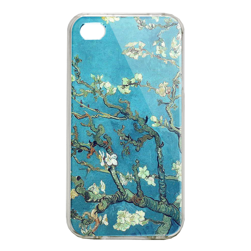 Van Gogh - Branches with Almond Blossom - iPhone 4/4S Carcasa Alba/Transparenta Plastic