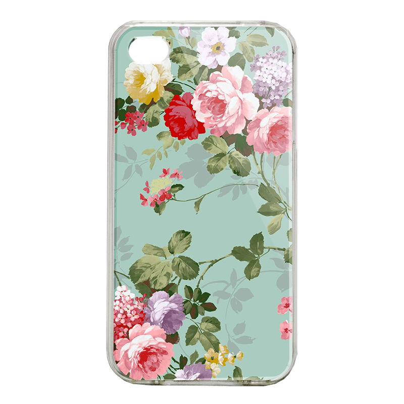 Retro Flowers Wallpaper - iPhone 4/4S Carcasa Alba/Transparenta Plastic