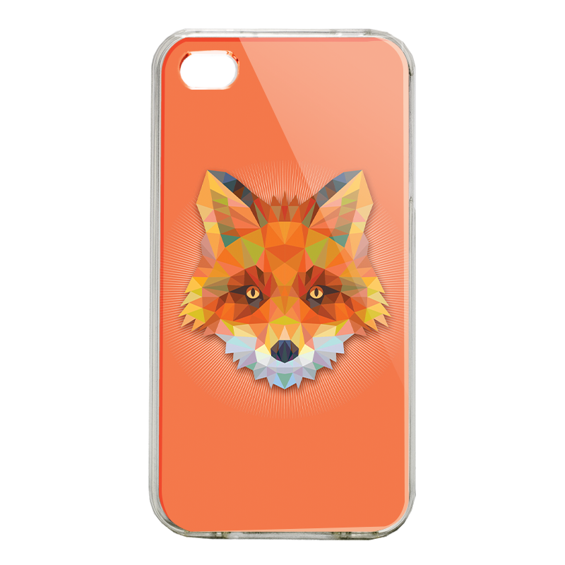 Origami Fox - iPhone 4/4S Carcasa Alba/Transparenta Plastic