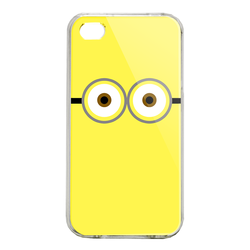 Minion Eyes - iPhone 4/4S Carcasa Alba/Transparenta Plastic