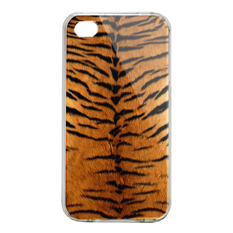 Tiger Fur - iPhone 4/4S Carcasa Alba/Transparenta Plastic