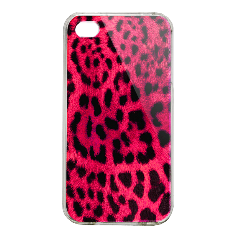 Pink Animal Print - iPhone 4/4S Carcasa Alba/Transparenta Plastic