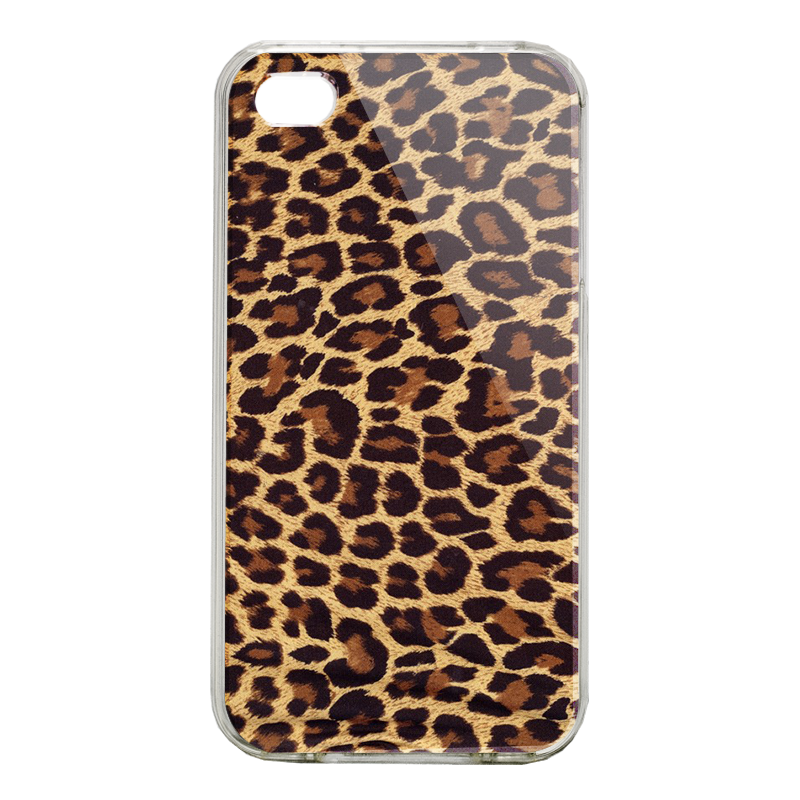 Leopard Print - iPhone 4/4S Carcasa Alba/Transparenta Plastic