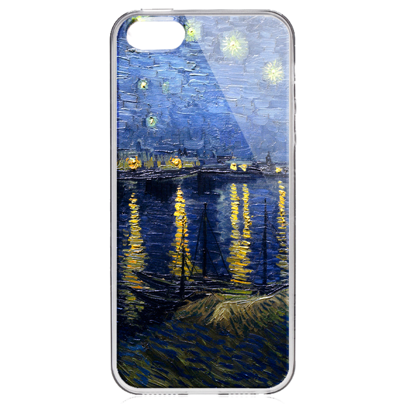 Van Gogh - Starryrhone - iPhone 5/5S/SE Carcasa Transparenta Silicon