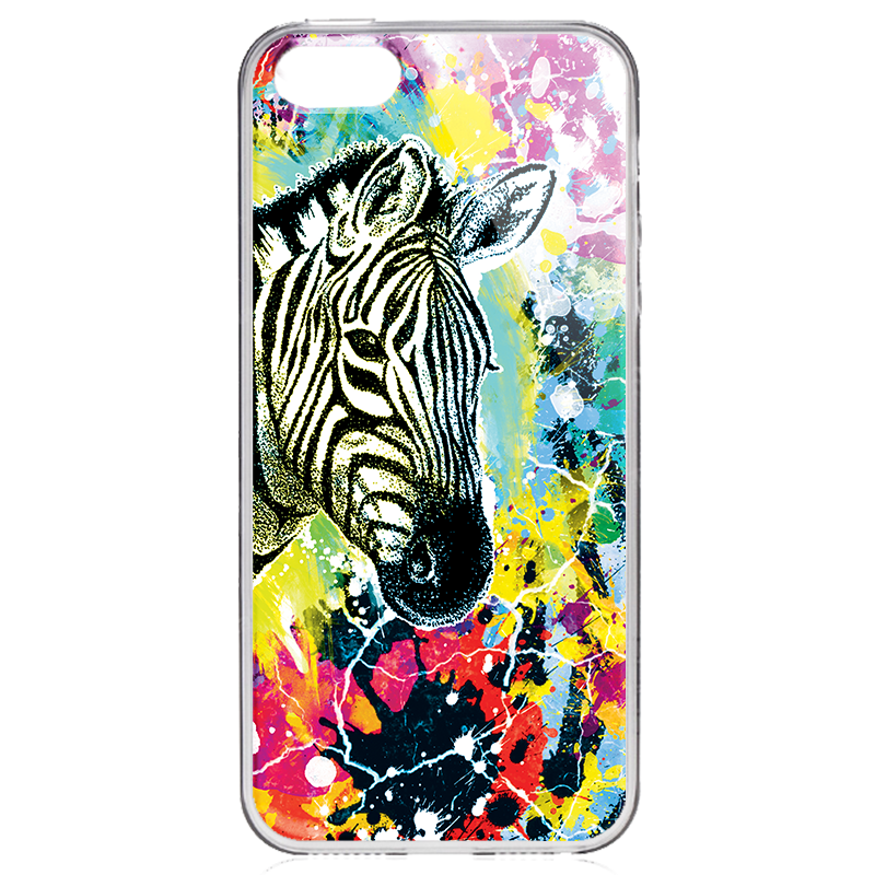 Zebra Splash - iPhone 5/5S/SE Carcasa Transparenta Silicon