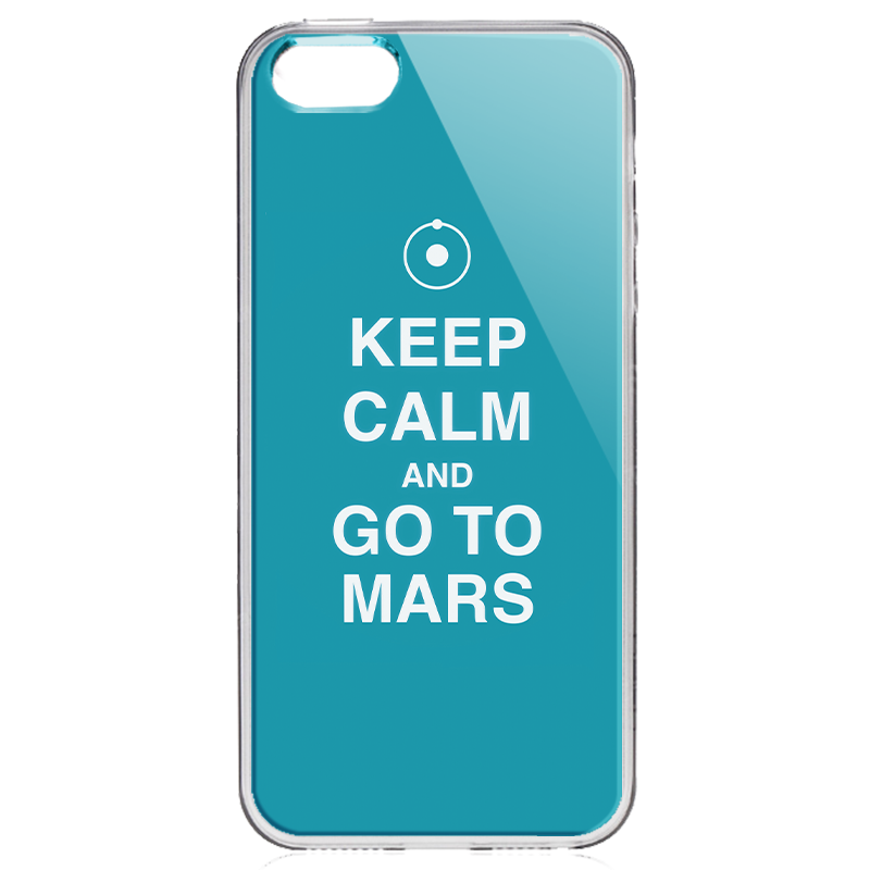 Keep Calm and Go to Mars - iPhone 5/5S Carcasa Transparenta Silicon