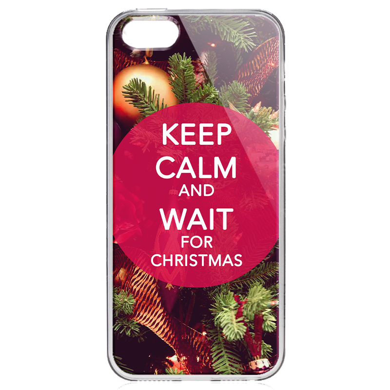 Keep Calm and Wait for Christmas - iPhone 5/5S Carcasa Transparenta Silicon