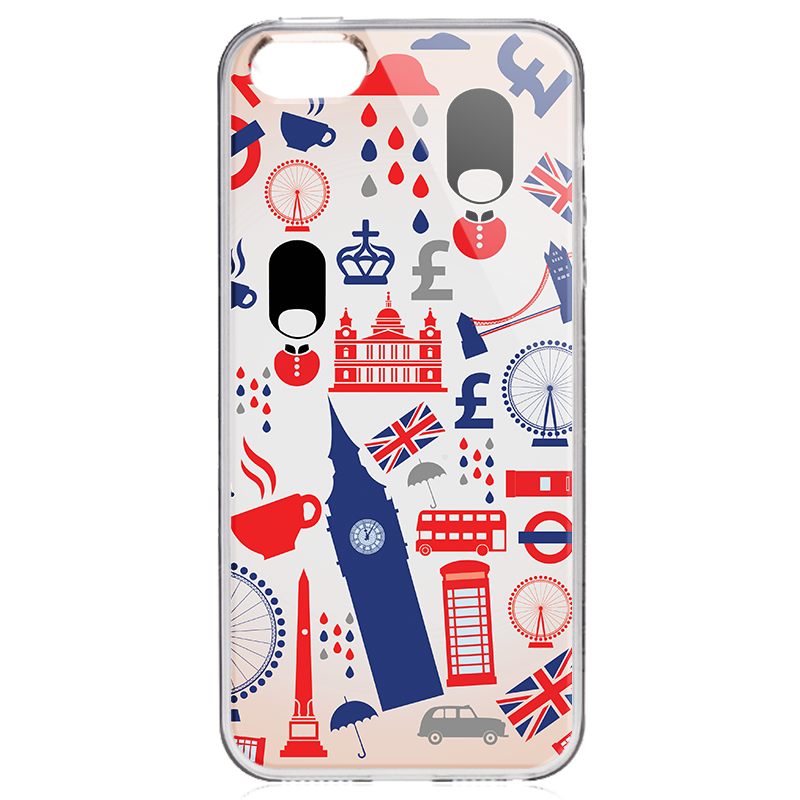 London Collage - iPhone 5/5S/SE Carcasa Transparenta Silicon