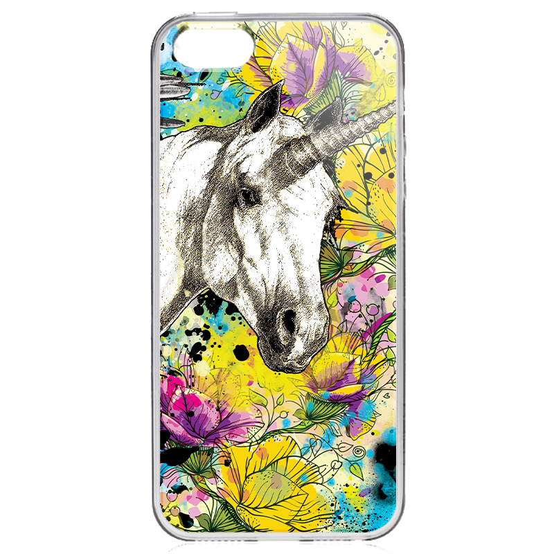 Unicorns and Fantasies - iPhone 5/5S/SE Carcasa Transparenta Silicon
