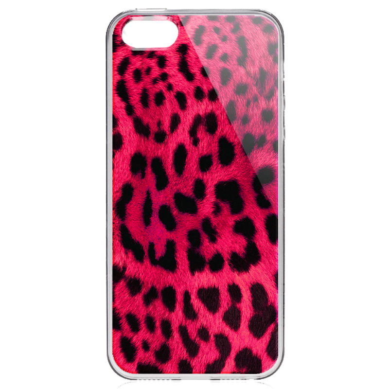 Pink Animal Print - iPhone 5/5S/SE Carcasa Transparenta Silicon