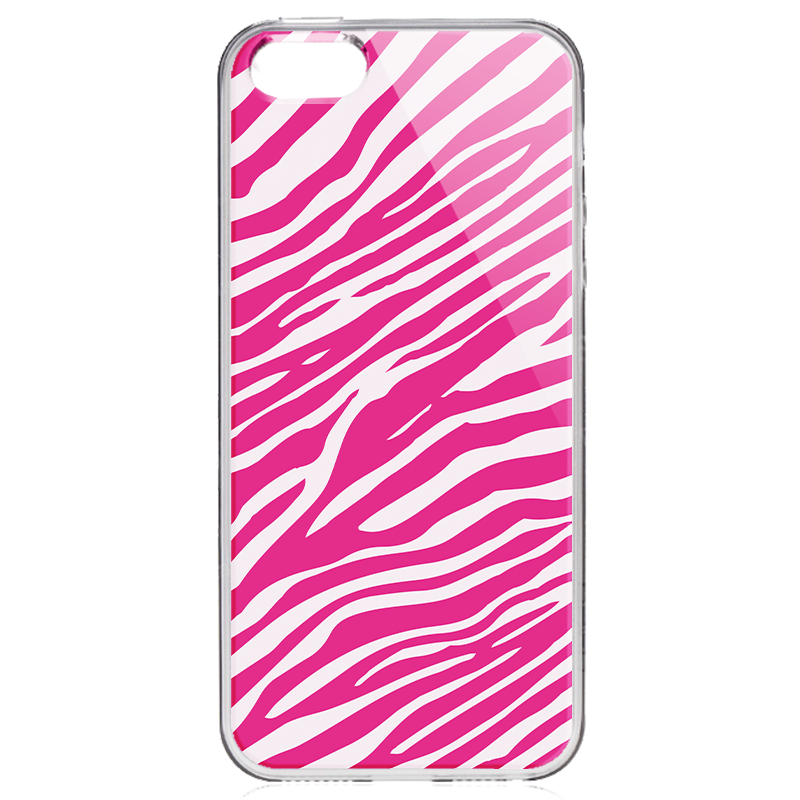 Pink Zebra - iPhone 5/5S Carcasa Transparenta Plastic