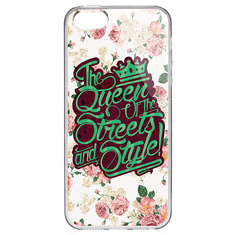 Queen of the Streets - Floral White - iPhone 5/5S/SE Carcasa Transparenta Silicon