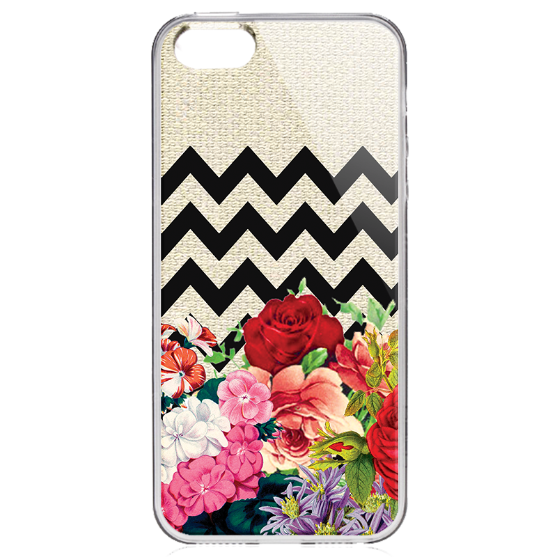 Floral Contrast - iPhone 5/5S/SE Carcasa Transparenta Silicon