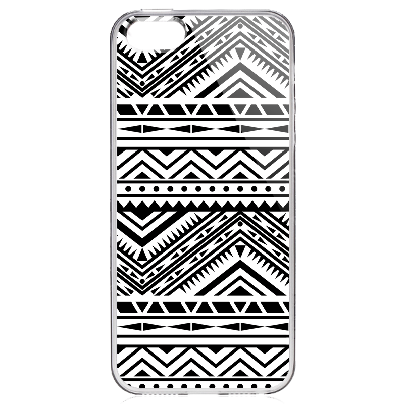 Tribal Black & White - iPhone 5/5S Carcasa Transparenta Plastic