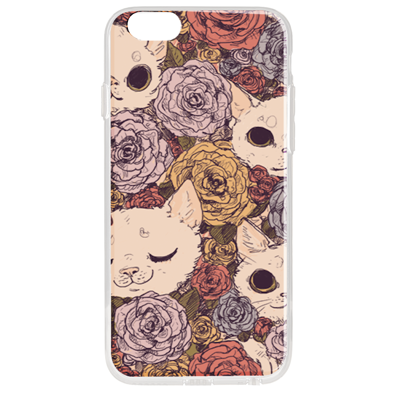 Flower Cats - iPhone 6 Plus Carcasa Transparenta Silicon