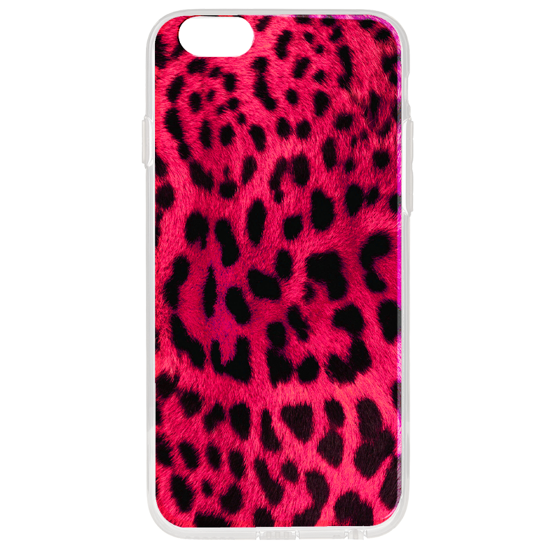 Pink Animal Print - iPhone 6 Plus Carcasa Transparenta Silicon
