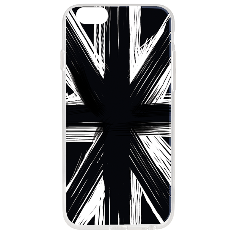 Black UK Flag - iPhone 6 Plus Carcasa Transparenta Silicon