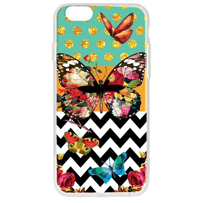Butterfly Contrast - iPhone 6 Plus Carcasa Transparenta Silicon