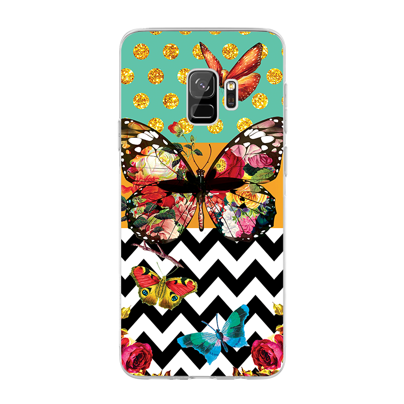 Butterfly Contrast - Samsung Galaxy S9 Carcasa Transparenta Silicon