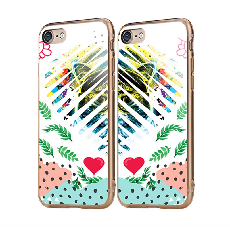 Hipster Meow Heart - iPhone 6/6S Carcasa Transparenta Silicon