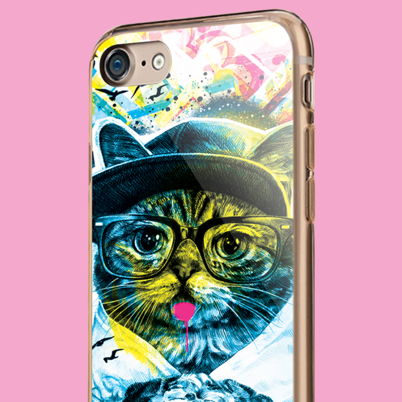 Hipster Meow - iPhone 7 / iPhone 8 Carcasa Transparenta Silicon