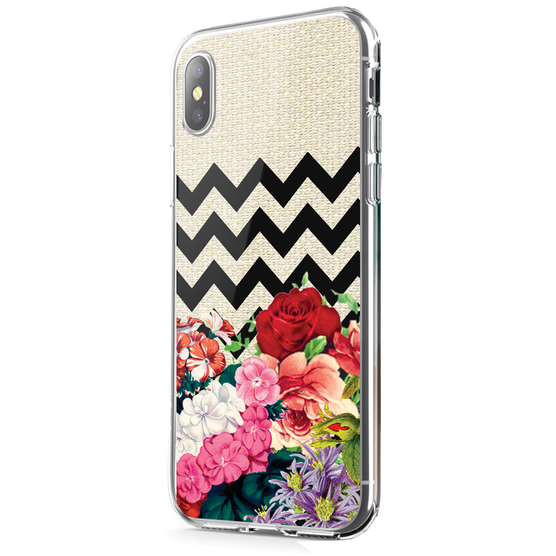 Floral Contrast - iPhone X Carcasa Transparenta Silicon