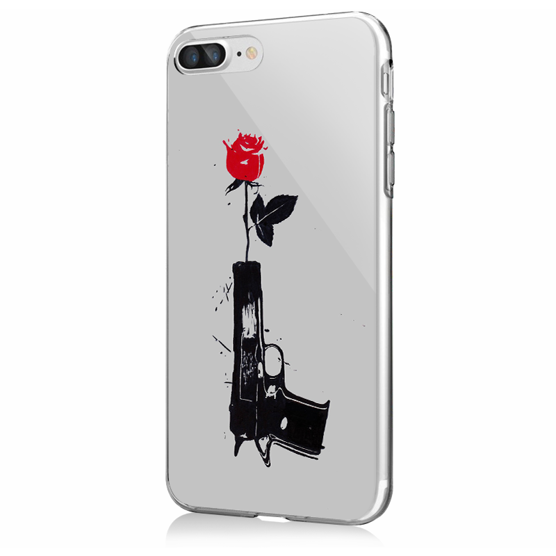 Flower Gun - iPhone 7 Plus / iPhone 8 Plus Carcasa Transparenta Silicon