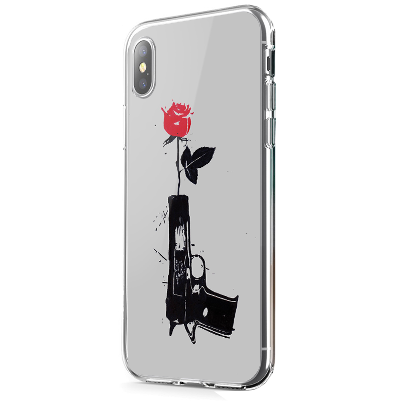 Flower Gun - iPhone X Carcasa Transparenta Silicon