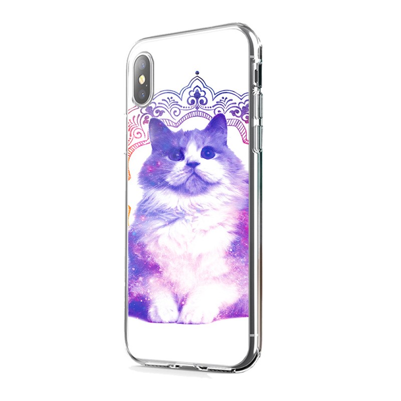 Galaxy Cat - iPhone X Carcasa Transparenta Silicon