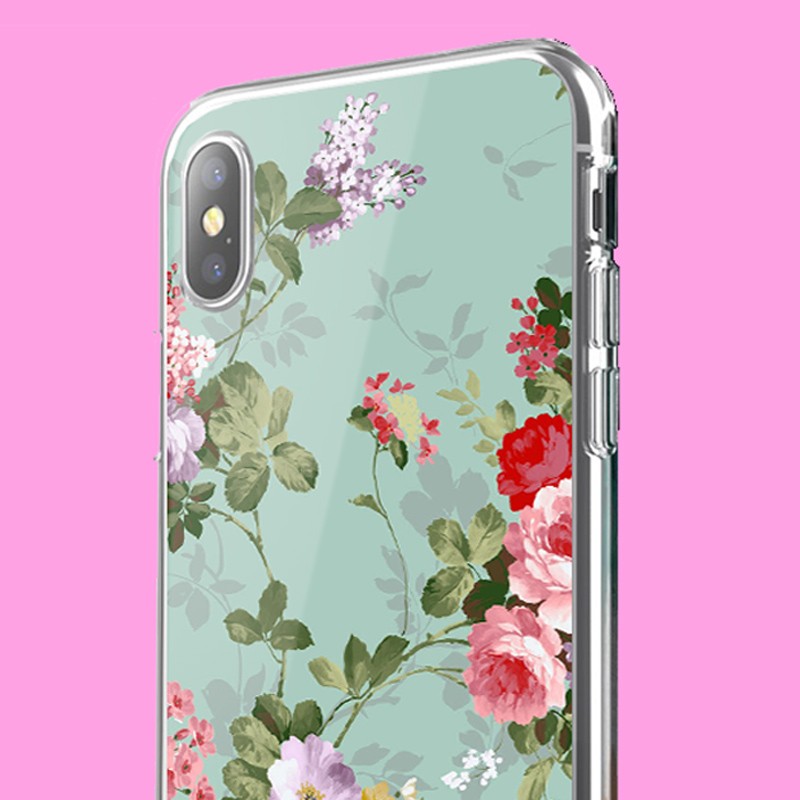 Retro Flowers Wallpaper - iPhone X Carcasa Transparenta Silicon