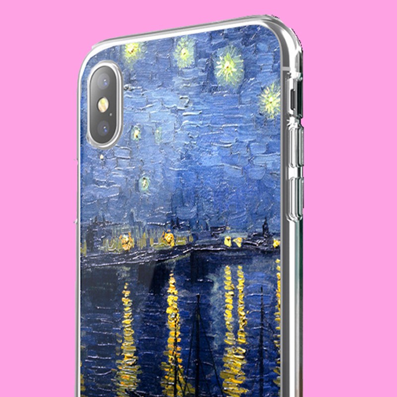 Van Gogh - Starryrhone - iPhone X Carcasa Transparenta Silicon