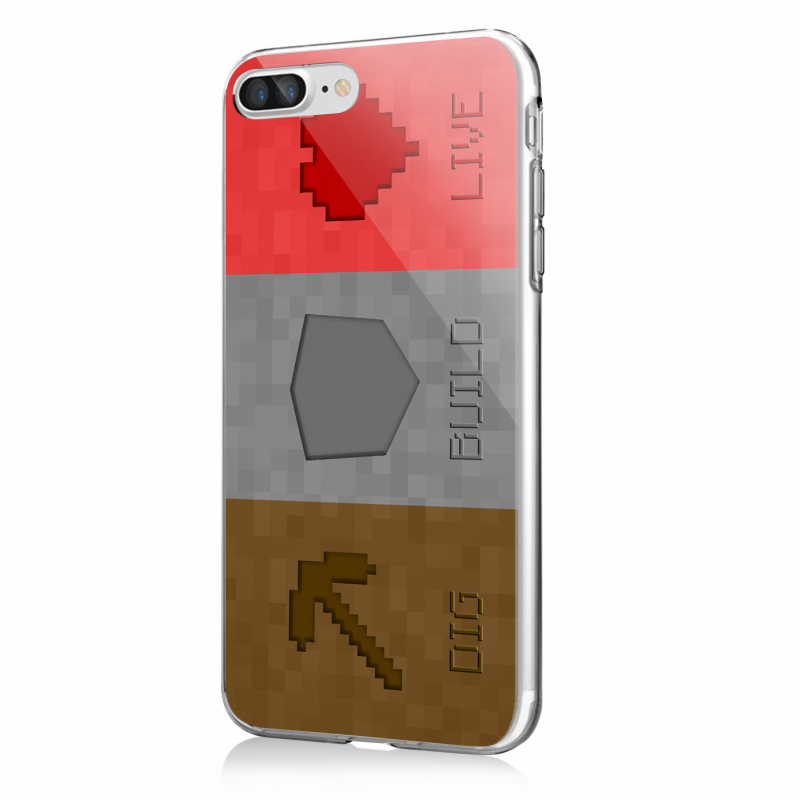 Minecraft 2 - iPhone 7 Plus / iPhone 8 Plus Carcasa Transparenta Silicon
